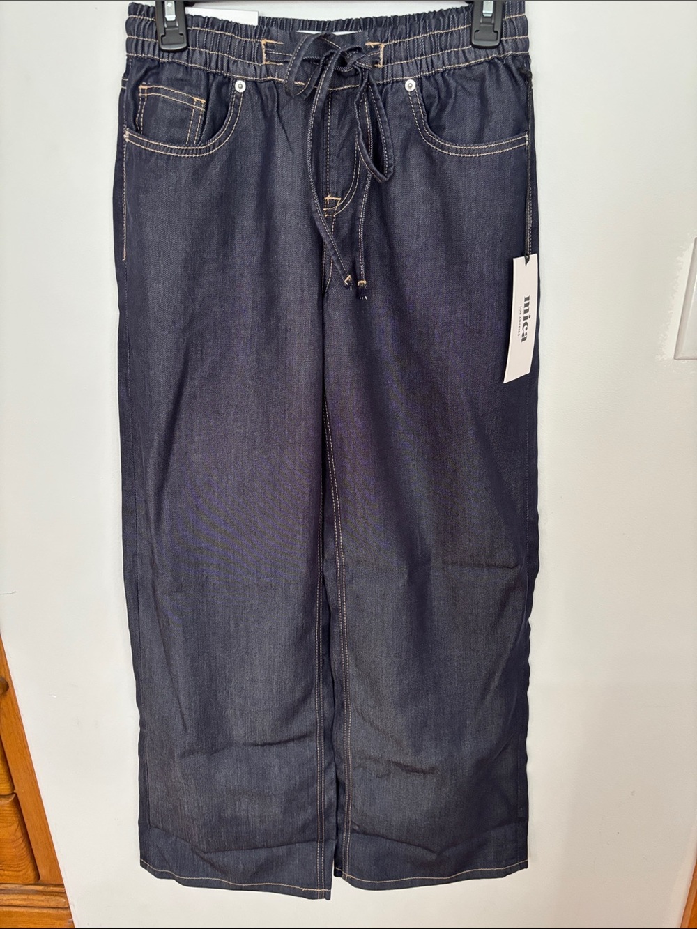 Mica womens Dark Blue Drawstring Denim Jeans -